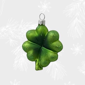 Four Leaf Clover, Christmas Ornament, Collectible Bauble, Blown Glass Ornaments, Christmas Tree Ornament Decorations, Handmade in Poland