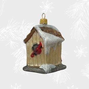 Birdhouse, Christmas Ornament, Collectible Bauble, Blown Glass Ornaments, Christmas Tree Ornament Decorations, Handmade