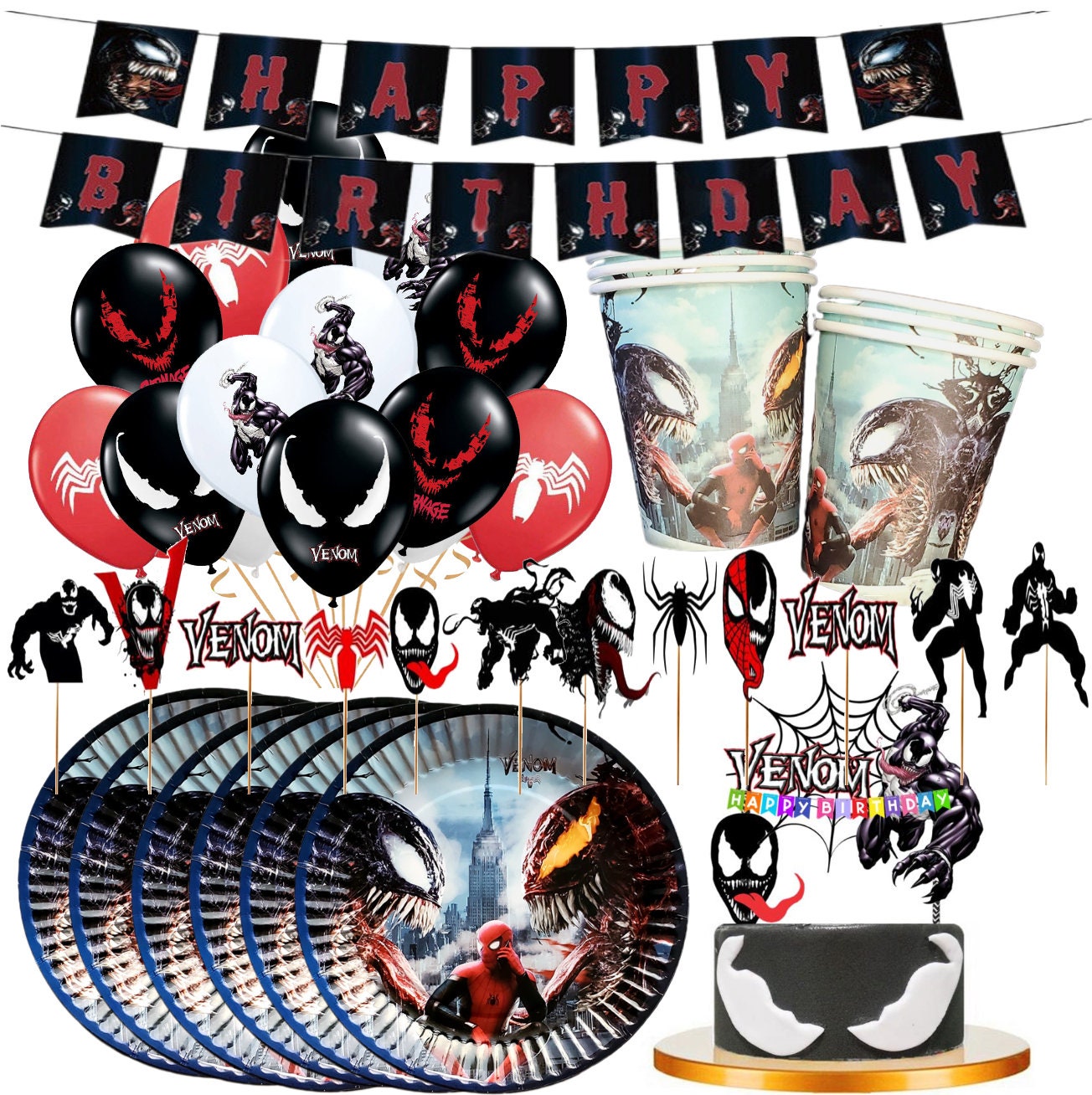 Venom happy birthday party decoration theme idea supplies | Etsy