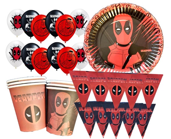 Deadpool happy birthday party decoration theme idea supplies | Etsy