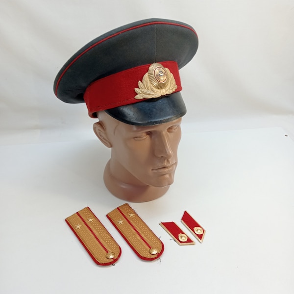 Police Cap USSR, Shoulder straps Militia, Officer Cap, Uniform Cap, Cap Military