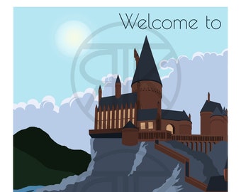 Hogwarts Art Deco Travel Print