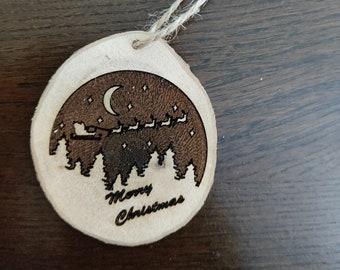Santa Scene Wooden Tree Decoration