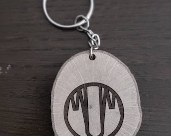 Laser Etched Mum Keyring, Natural Timber Keychain