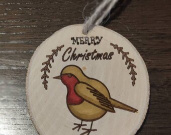 Laser Etched Robin Tree Decoration
