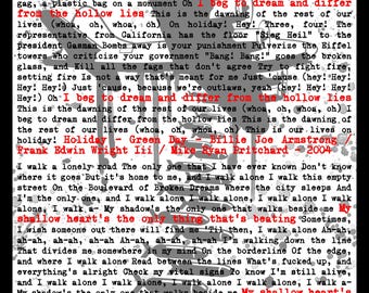 Green Day - Holiday/Boulevard Of Broken Dreams Graffiti Lyrics Poster