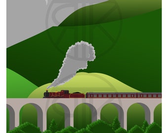 Hogwarts Express Art Deco Travel Print