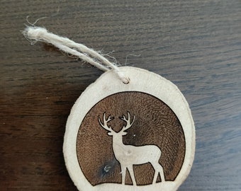 Deer Silhouette Wooden Tree Decoration