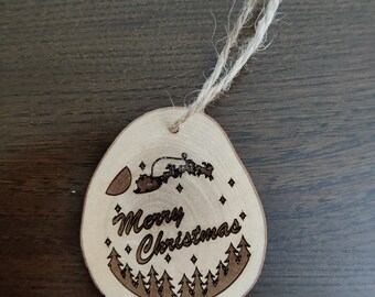 Santa Scene Wooden Tree Decoration