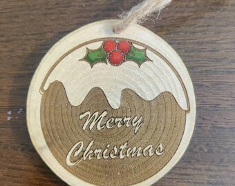 Laser Etched Pudding Tree Decoration