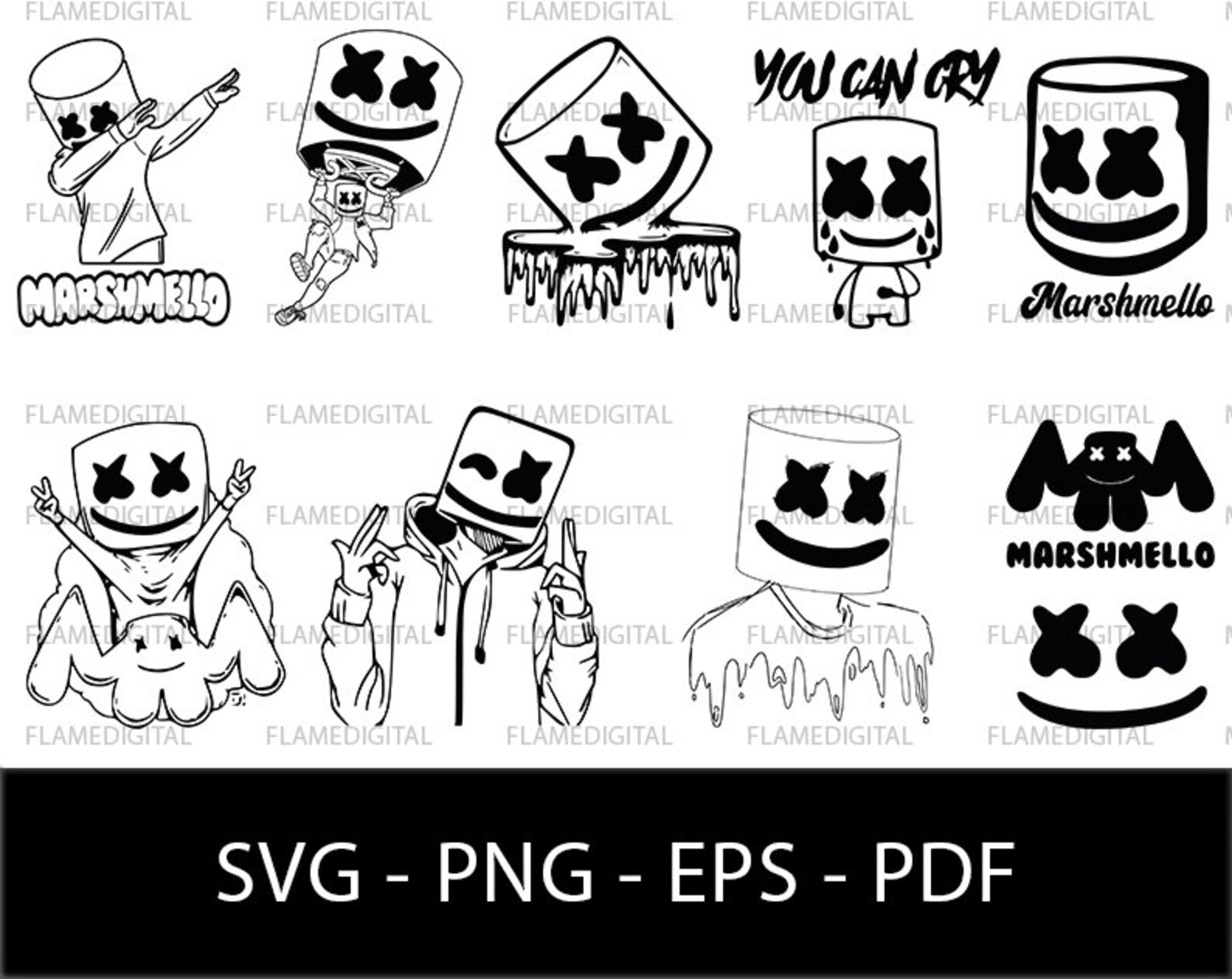 Dj marshmello svg Marshmello dabbing svg marshmello face Etsy
