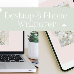 DESKTOP & PHONE WALLPAPER | set of 1 desktop and 1 phone wallpaper | baby&#39;s breath floral