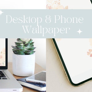 DESKTOP & PHONE WALLPAPER | set of 1 desktop and 1 phone wallpaper | Minimalist floral