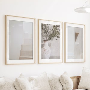 Beige Boho Architecture Prints: Neutral Triptych Wall Art
