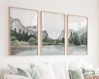 Yosemite Valley Print Set: Modern Landscape Photography, Forest Lake Art