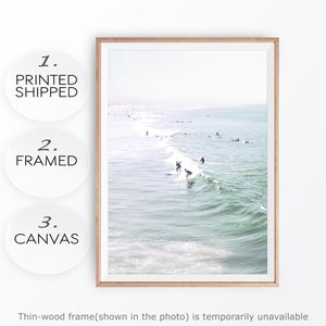 California Surf Poster: Pastel Ocean Wave Photo, Modern Home Decor