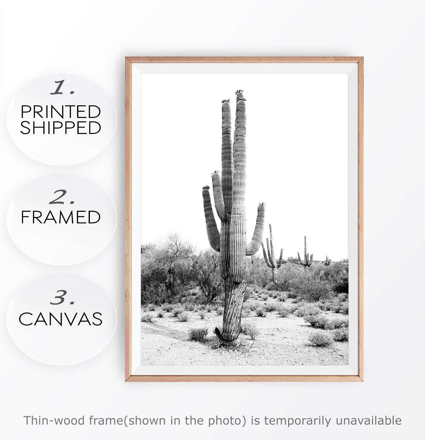 Saguaro Cactus Print: Arizona Desert, Black and White Southwestern Art ...