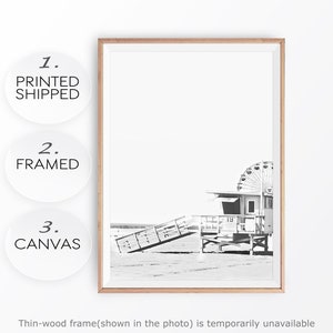 Large Beach Print Lifeguard California Beach Life Photo Art Lifeguard Hut Decor Poster Boho Beach Lifeguard Tower Wall Surf Black and White