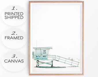 California Beach Print: Lifeguard Tower, Coastal Wall Art