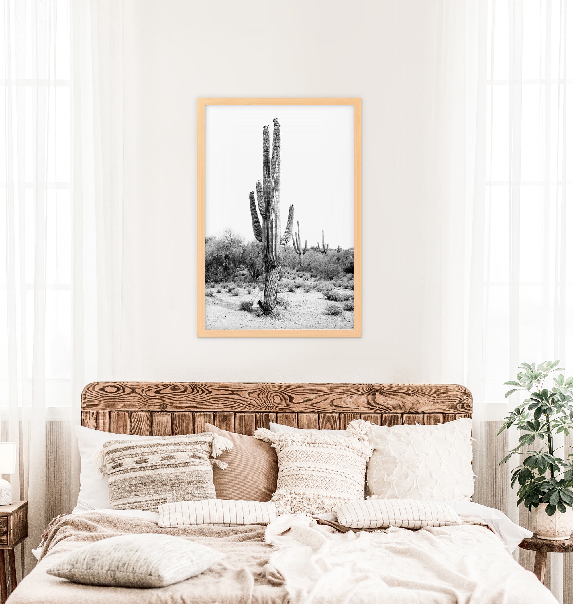 Saguaro Cactus Print: Arizona Desert, Black and White Southwestern Art ...