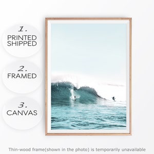 Blue Ocean Wave Print: California Surfing Art, Beach Cottage Decor
