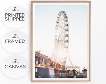 Beach Ferris Wheel Print: Summer Coastal Wall Art