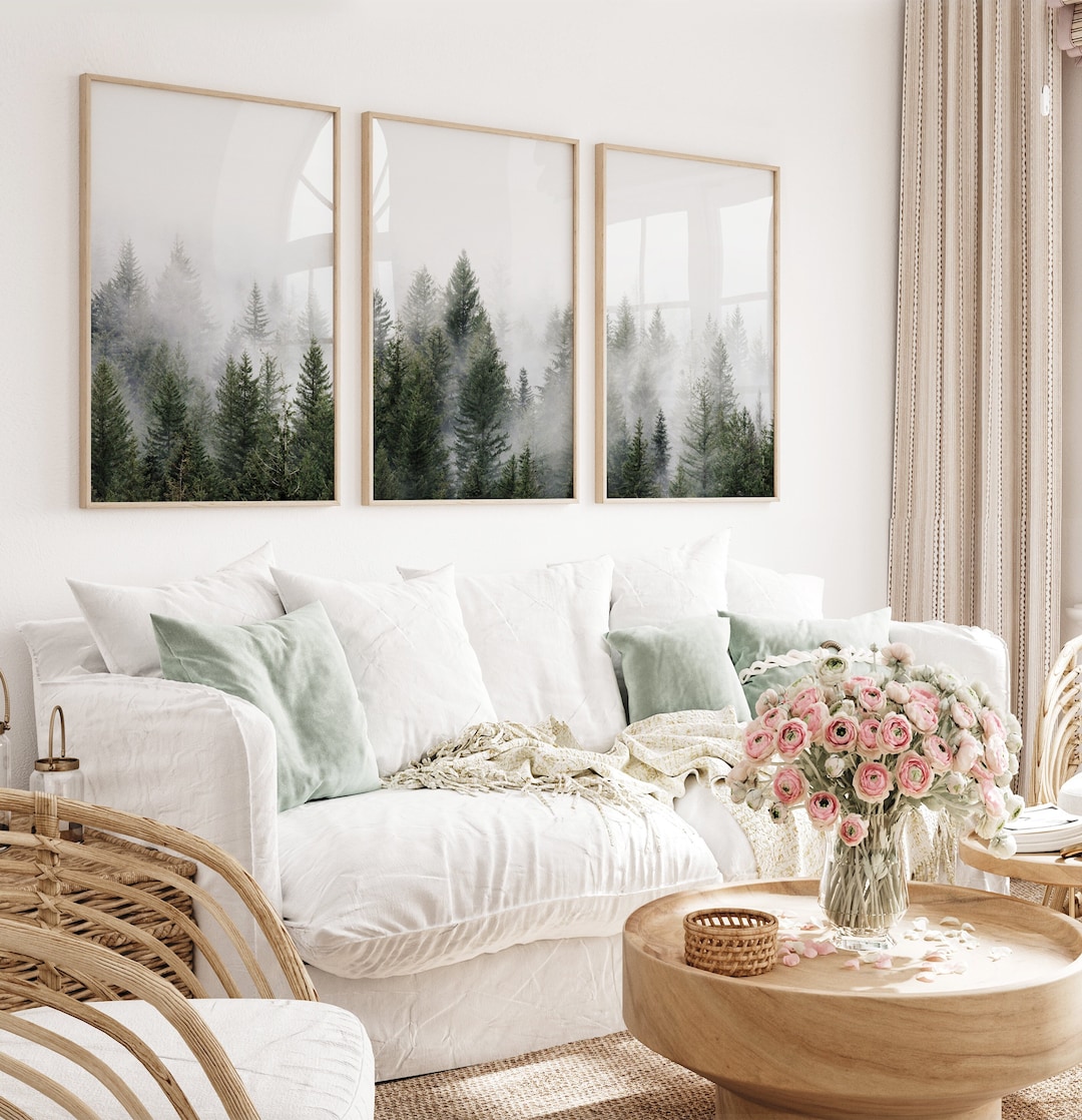 Foggy Pine Forest Art Print Set: Modern Nordic Nature Photo - Etsy
