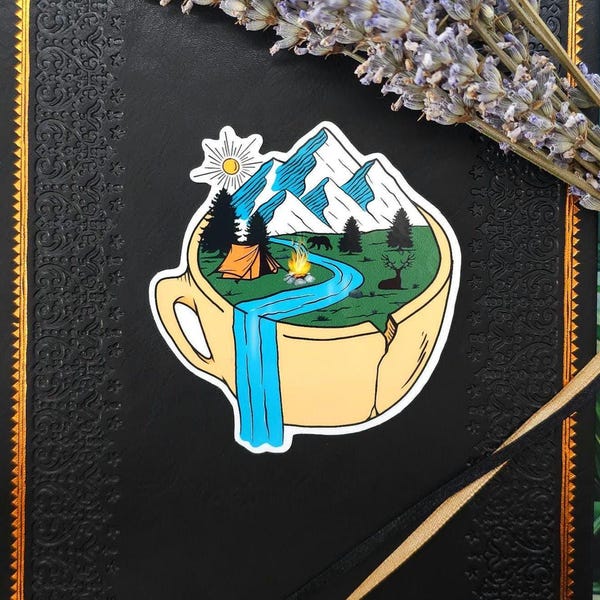 Cup of Nature Waterproof Vinyl Sticker | Stationary Stickers | Water Bottle Stickers