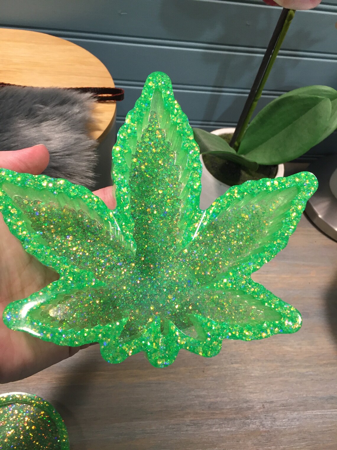 Neon green marijuana ashtray and rolling tray set Etsy