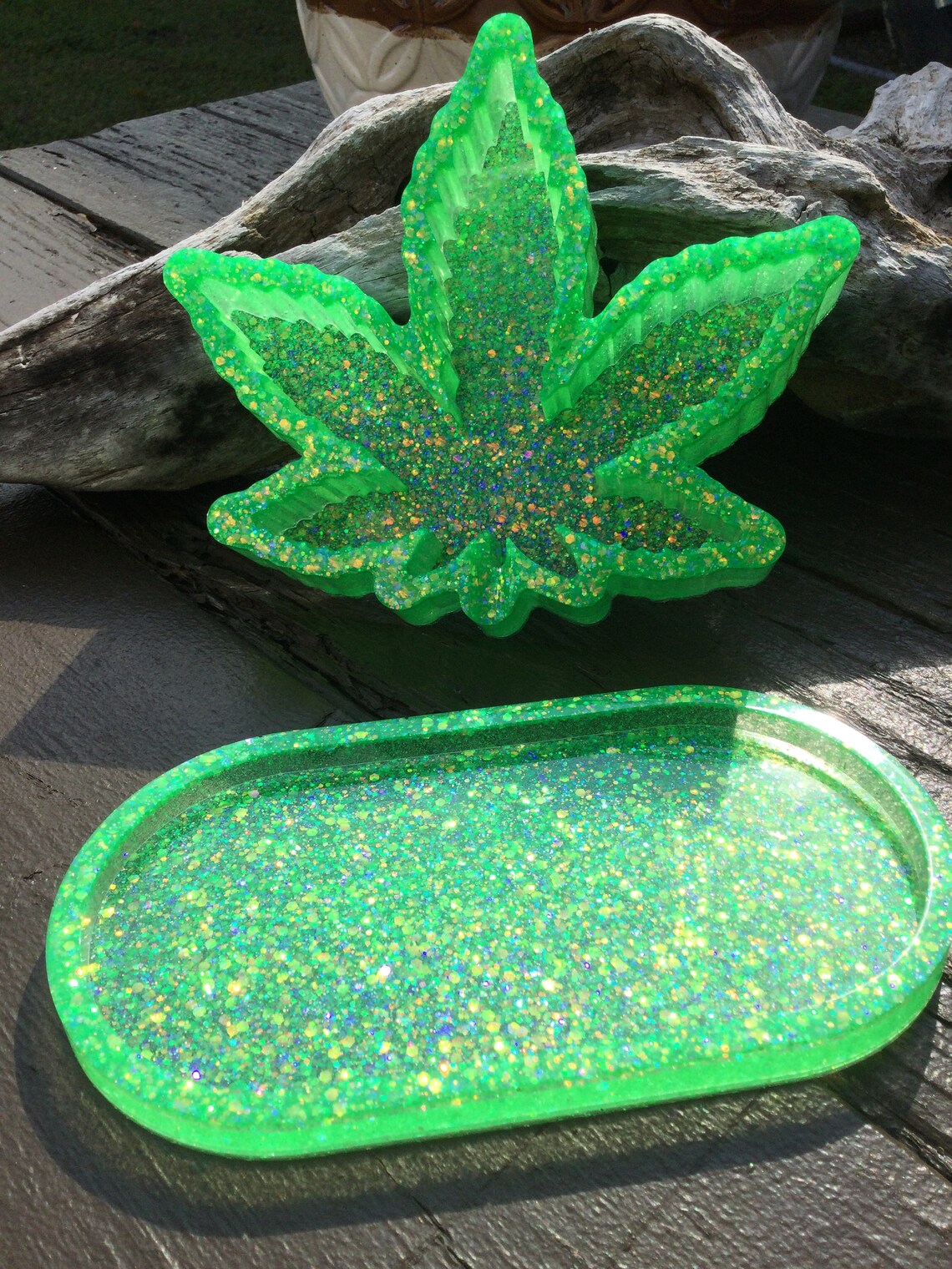 Neon green marijuana ashtray and rolling tray set Etsy