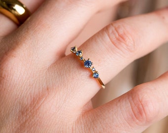 Tanzanite cz  ring, Dainty gold ring, Minimalist ring, Delicate ring, Stackable ring, Birthstone ring, Blue cz ring.