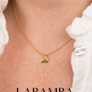 Minimalist & Dainty Butterfly-shaped Silver Pendant Necklace.