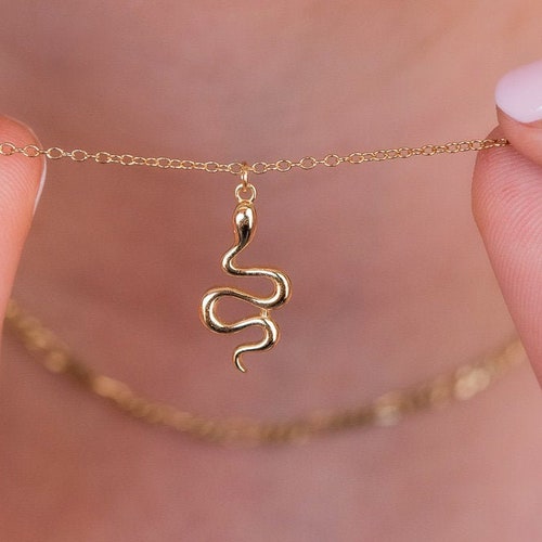 Snake Charm Necklace Snake Necklace Gothic Jewelry Etsy