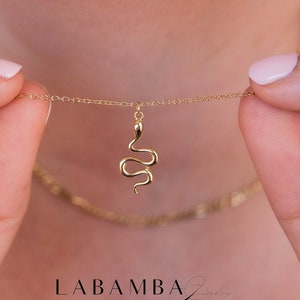 Dainty Snake Charm Chain Necklace