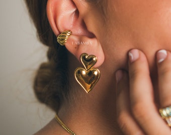 Heart Drop Earrings · Double Heart Dangle Drop Earrings