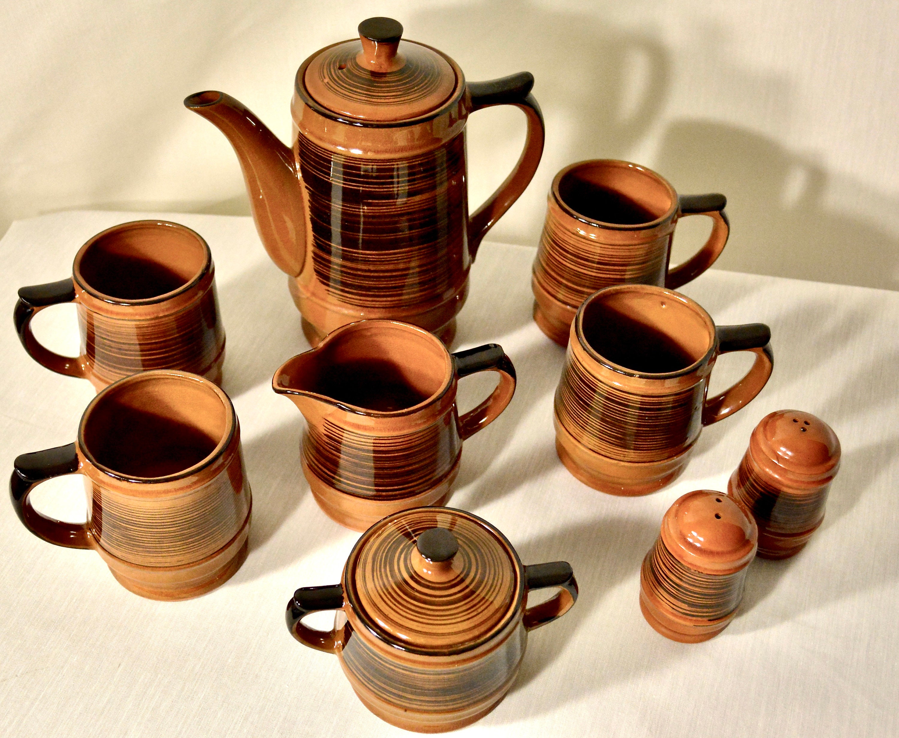 Vintage 9 Piece MCM Retro Tea Set, Ceramic Tea Set, Japanese Tea Set