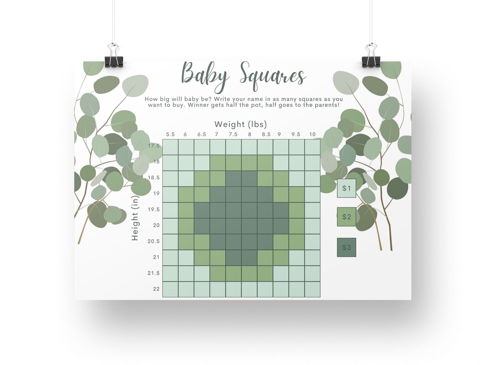 Baby Betting Squares Instant Download Etsy
