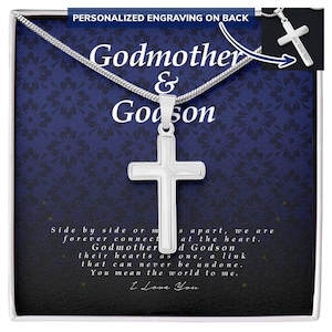 Godmother and Godson Gift | Personalized Cross Necklace | Godson Jewelry | Godson Gift | Godson Christmas Gift | Godson Birthday Gift