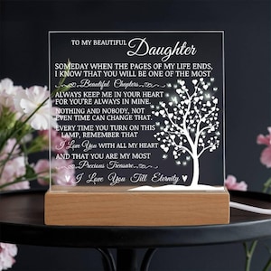 Acrylic Plaque Daughter Keepsake - Lamp of Love, Daughter Room Decor Gift, Unique Birthday Christmas Gift for Her, Sentimental Daughter Gift