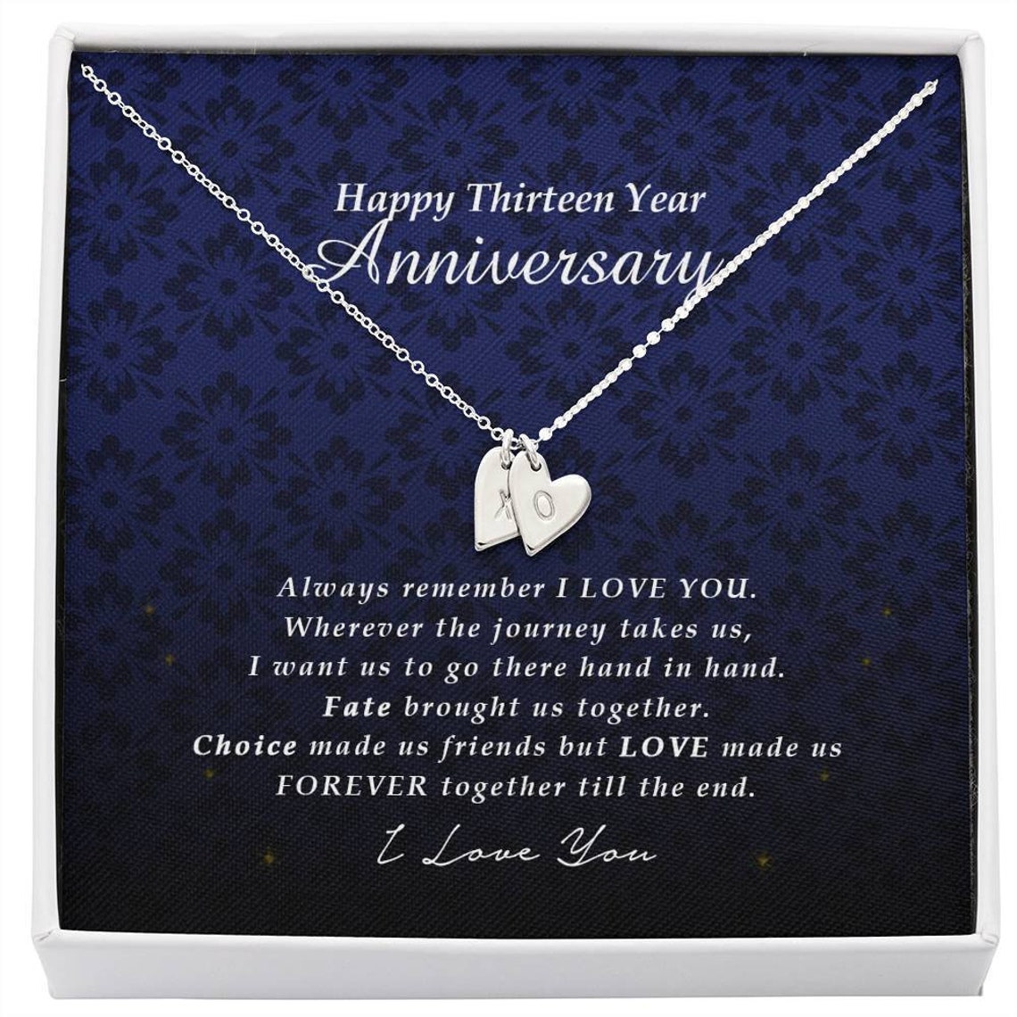 Engraved Heart Necklace Happy Thirteen Year Anniversary Best Etsy Engraved Heart Necklace Happy Thirteen Year Anniversary Best Etsy
