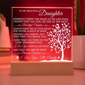Acrylic Plaque Daughter Keepsake - Lamp of Love, Daughter Room Decor Gift, Unique Birthday Christmas Gift for Her, Sentimental Daughter Gift