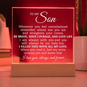 To My Son - Straighten Your Crown Acrylic Plaque, Son Keepsake, Son Sentimental Gift, Son Plaque, Son Birthday Gift, Son Christmas Gift