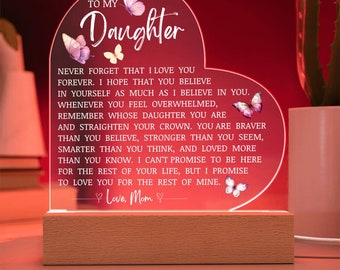 Daughter Keepsake "I Love You Forever" Acrylic Heart Plaque, Heartfelt Gift for Daughter, Unique Christmas Gift Idea for Daughter, Love Mom