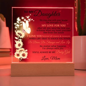 Daughter Gift, LED Acrylic Lamp, Unique Birthday Christmas Gift for Daughter, Sentimental Message From Mom
