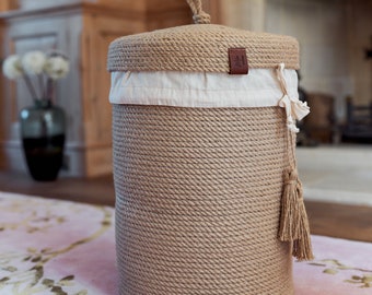 Large jute laundry basket.Basket for clean and dirty laundry. Height 40 cm