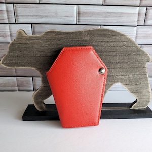 Mini cartera bifold ataúd, cartera gótica hecha a mano