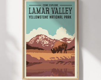 Yellowstone National Park Lamar Valley Travel Poster