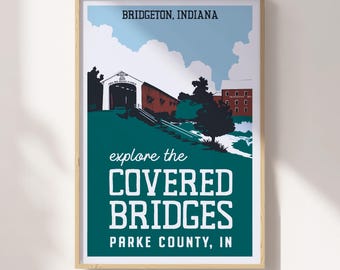 Bridgeton Covered Bridge Travel Poster