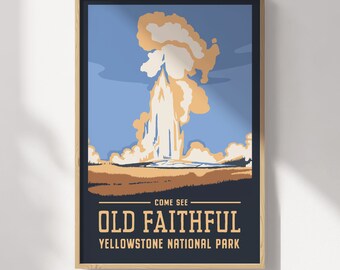 Yellowstone National Park Old Faithful Travel Poster