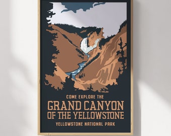 Grand Canyon of the Yellowstone Yellowstone National Park Travel Poster